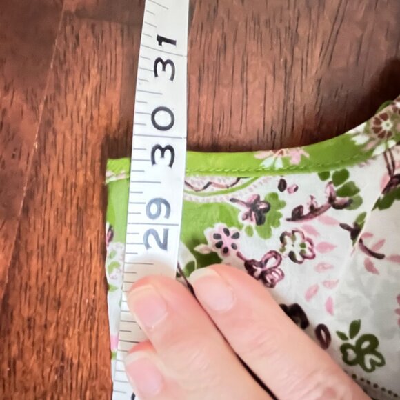 Cottagecore Sheer Ruffle Womens Lg Green Pink Paisley Floral Tunic Top Boho Ties - Picture 10 of 10